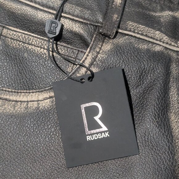 Rudsak | Women's Bootcut Leather Pants In Distressed Brown - Picture 3 of 12